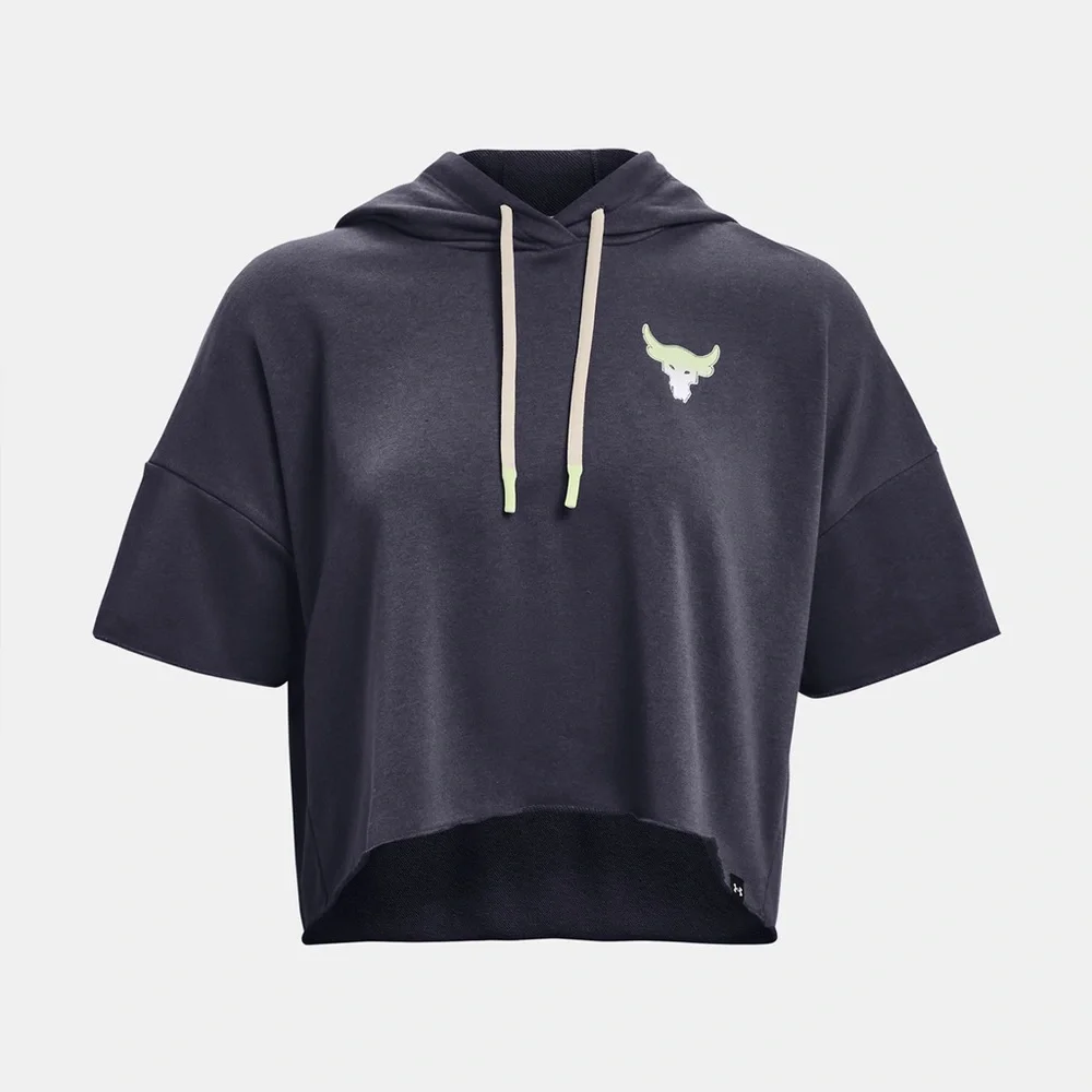 Under Armour Women's Project Rock Rival Terry Short Sleeve Hoodie